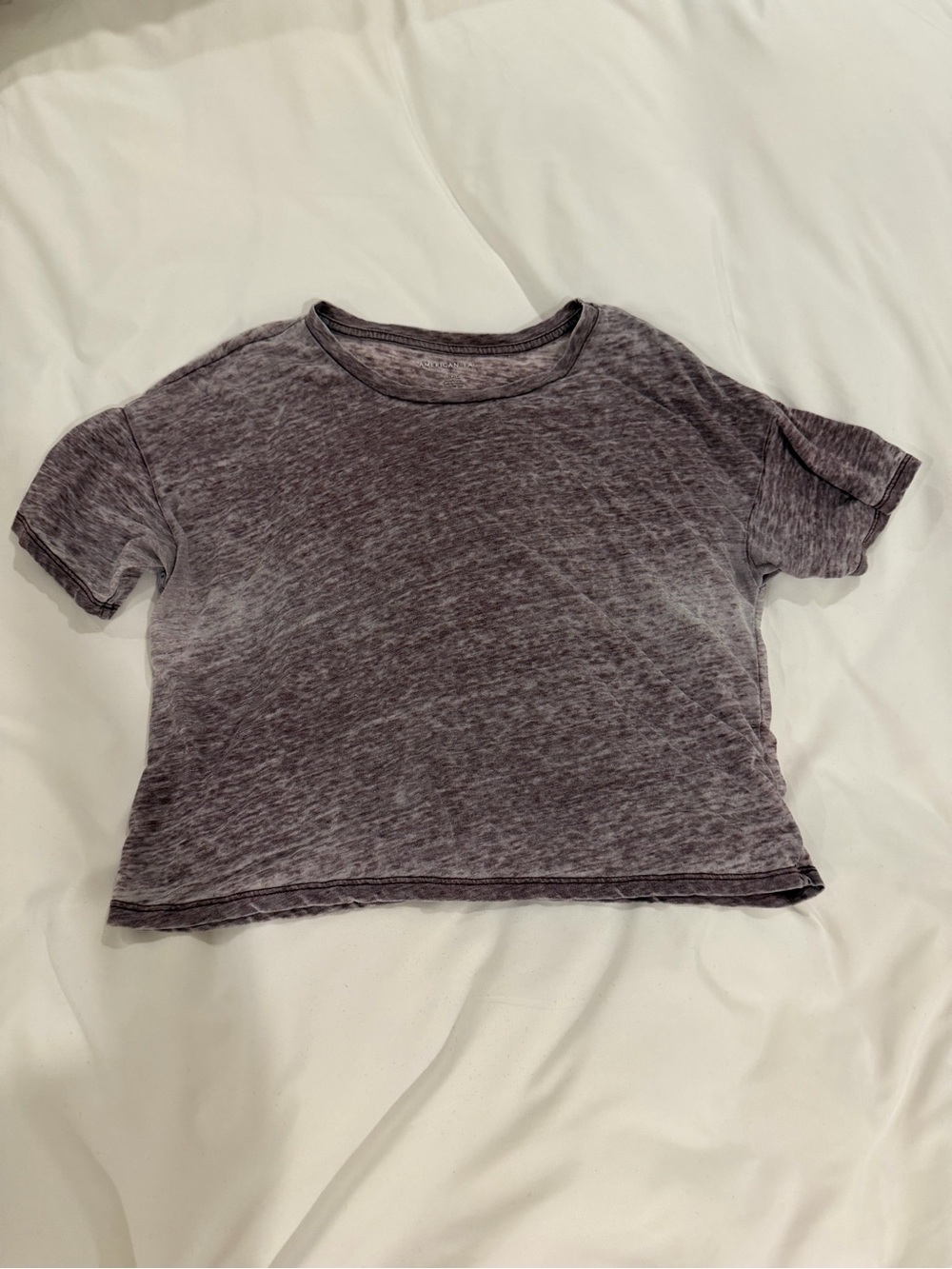 American Eagle Outfitters Heathered Mauve Cropped Tee